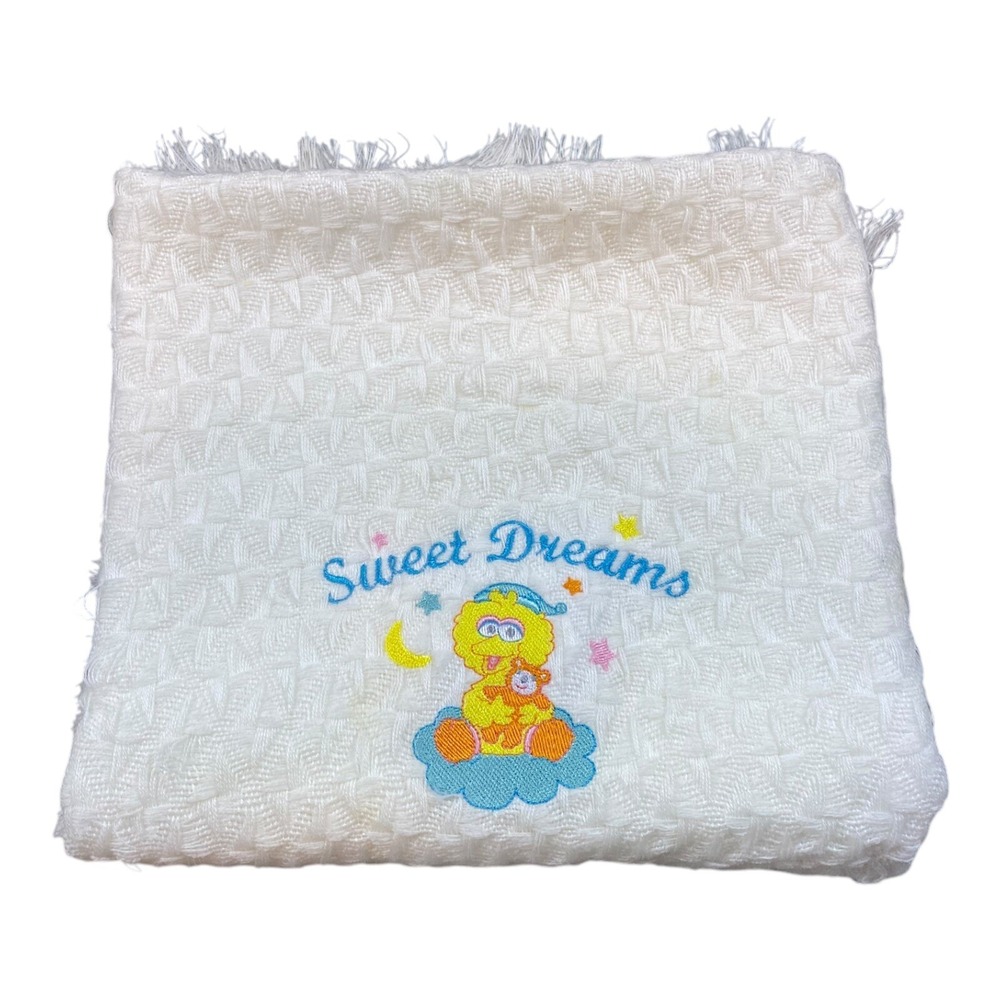 VTG 90s Sesame Street Blanket Baby‎ Big Bird Jim Henson 45"×36" Cotton Soft Elmo